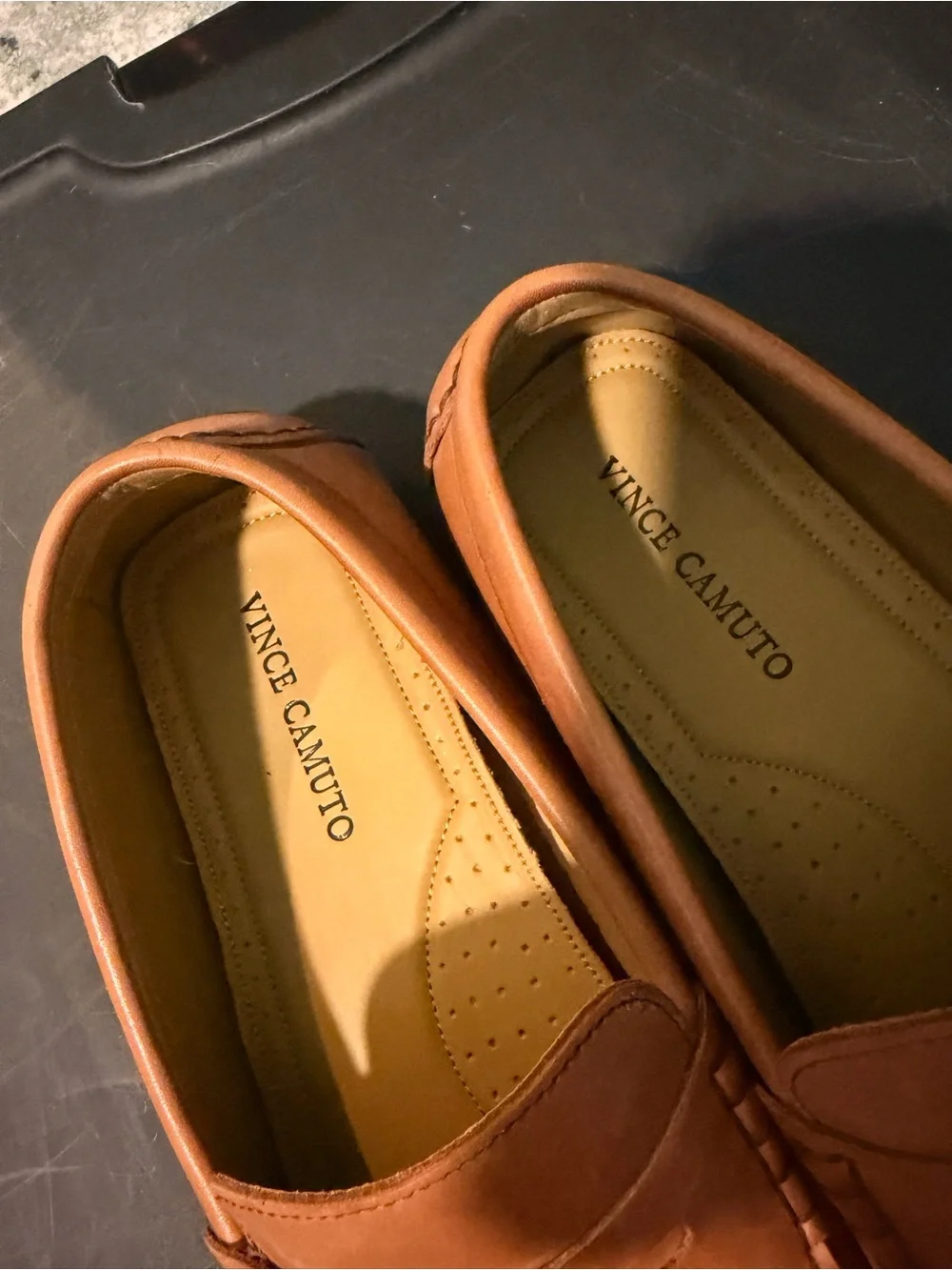 Vince Camuto Tan Leather Penny Loafers
